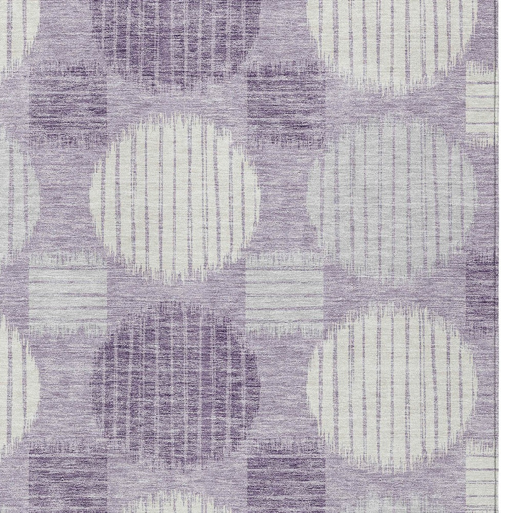 Tabselect Home Line 5' X 8' Purple And Ivory Geometric Washable Indoor Outdoor Area Rug