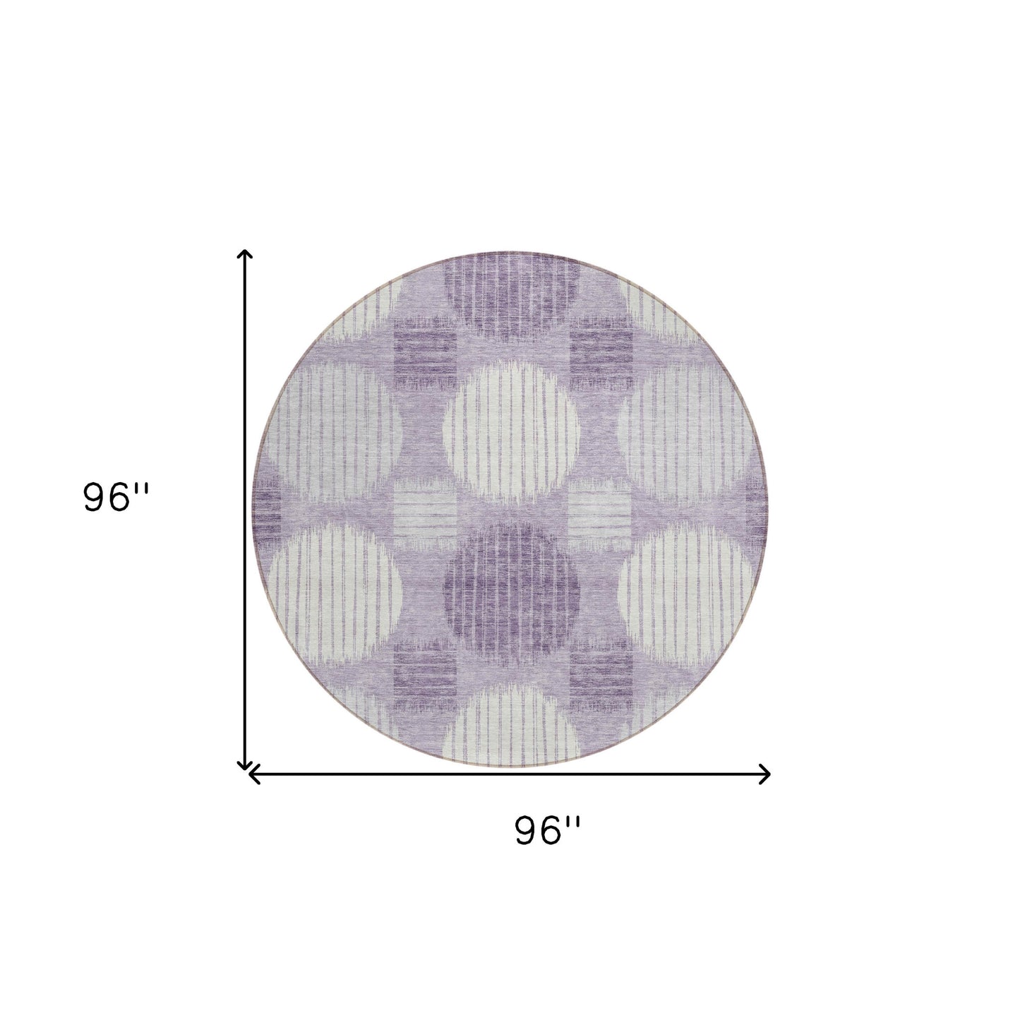 Tabselect Home Line 8' Purple And Ivory Round Geometric Washable Indoor Outdoor Area Rug