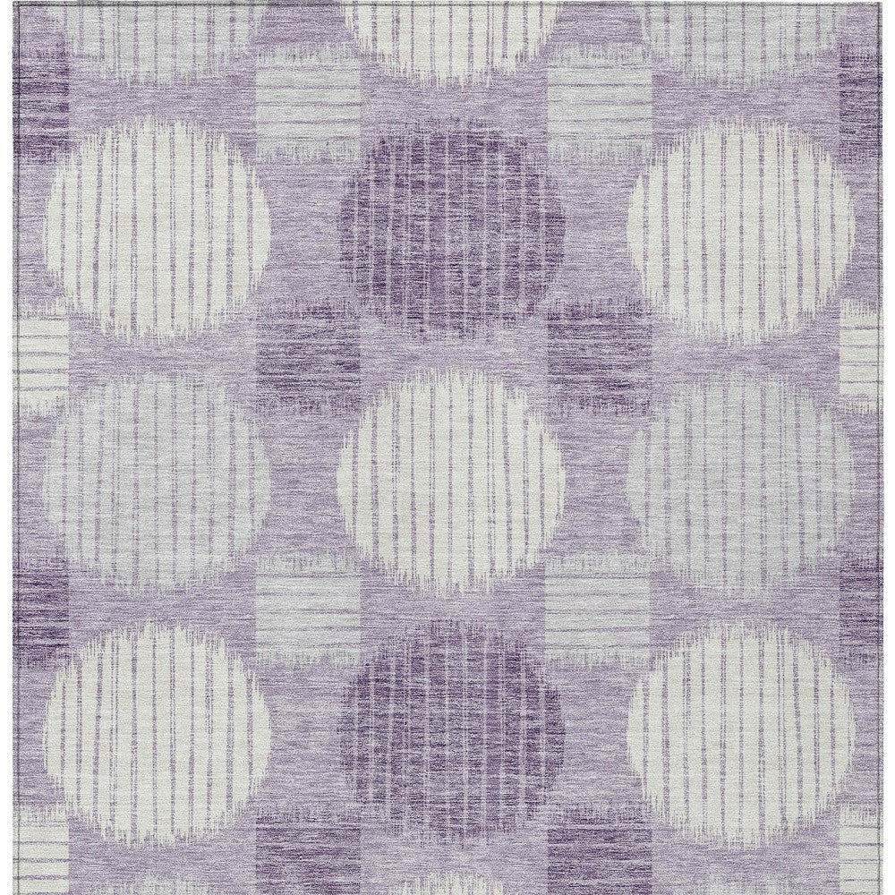Tabselect Home Line 8' X 10' Purple And Ivory Geometric Washable Indoor Outdoor Area Rug
