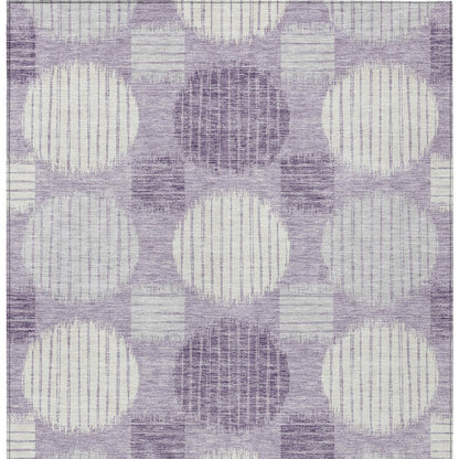 Tabselect Home Line 8' X 10' Purple And Ivory Geometric Washable Indoor Outdoor Area Rug