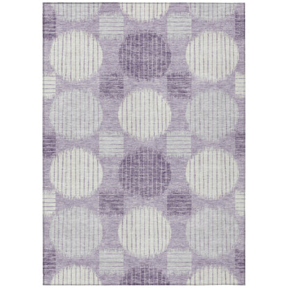 Tabselect Home Line 8' X 10' Purple And Ivory Geometric Washable Indoor Outdoor Area Rug