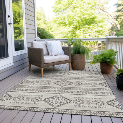 Tabselect Home Line 5' X 8' Beige And Brown Southwestern Washable Indoor Outdoor Area Rug
