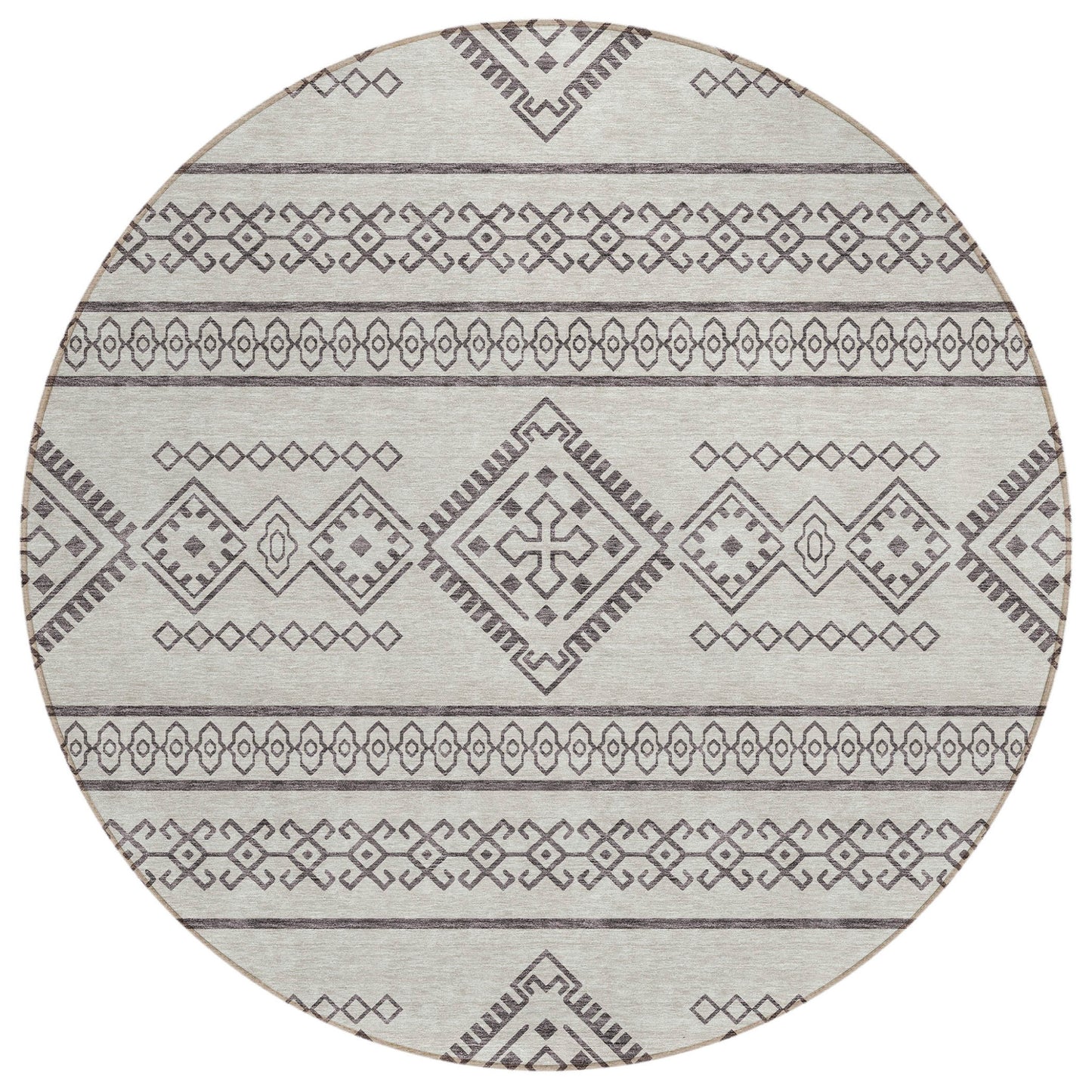 Tabselect Home Line 8' Beige And Brown Round Southwestern Washable Indoor Outdoor Area Rug