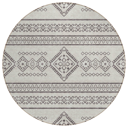 Tabselect Home Line 8' Beige And Brown Round Southwestern Washable Indoor Outdoor Area Rug