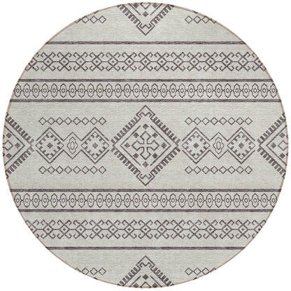 Tabselect Home Line 8' Beige And Brown Round Southwestern Washable Indoor Outdoor Area Rug