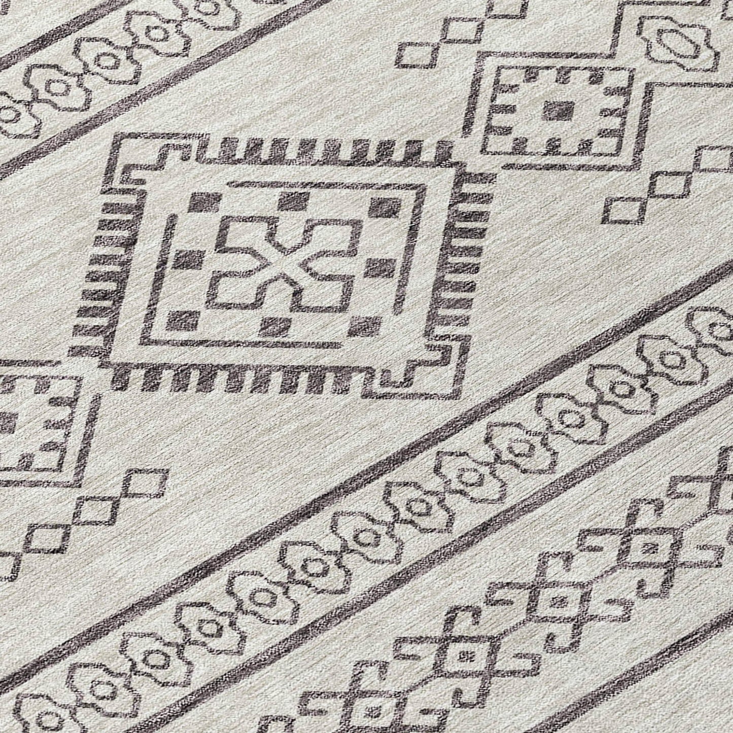 Tabselect Home Line 8' Beige And Brown Round Southwestern Washable Indoor Outdoor Area Rug