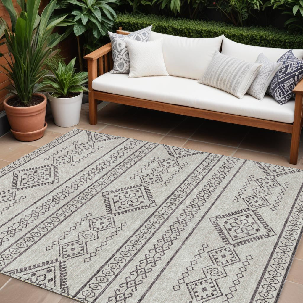Tabselect Home Line 8' X 10' Beige And Brown Southwestern Washable Indoor Outdoor Area Rug