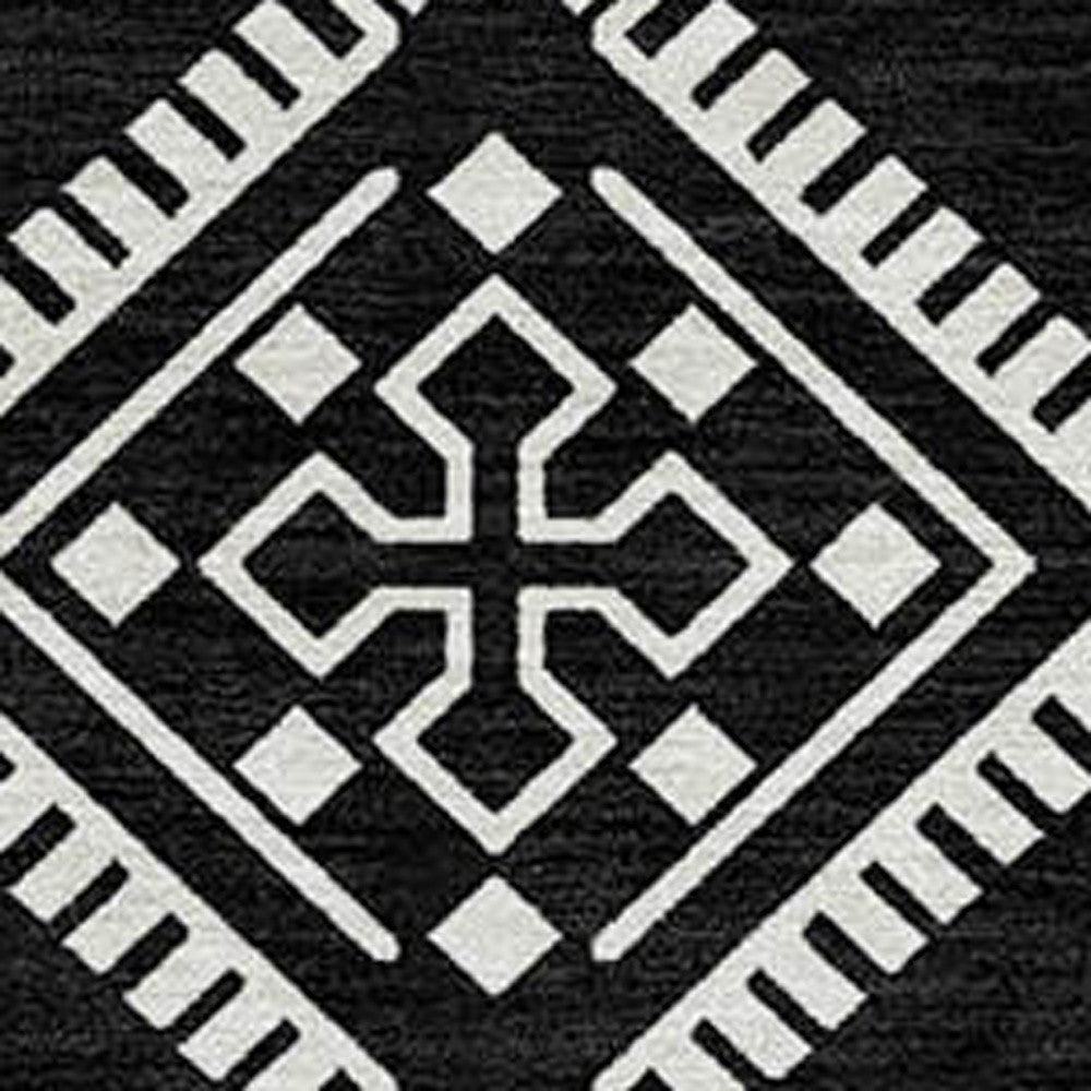 Tabselect Home Line 5' X 8' Black And Ivory Southwestern Washable Indoor Outdoor Area Rug