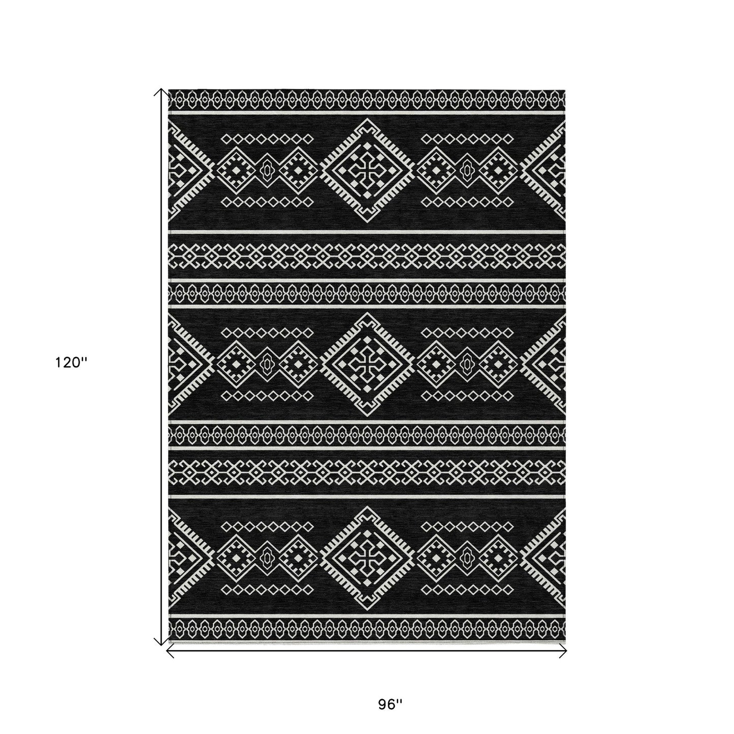 Tabselect Home Line 8' X 10' Black And Ivory Southwestern Washable Indoor Outdoor Area Rug