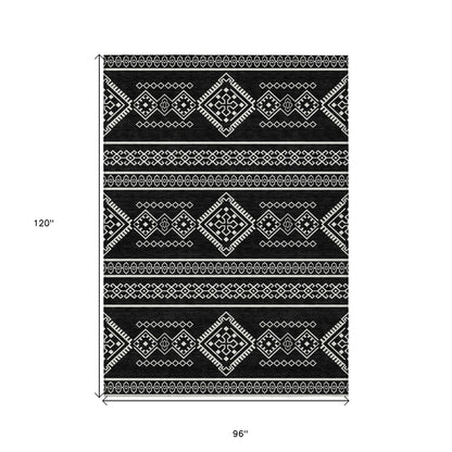 Tabselect Home Line 8' X 10' Black And Ivory Southwestern Washable Indoor Outdoor Area Rug