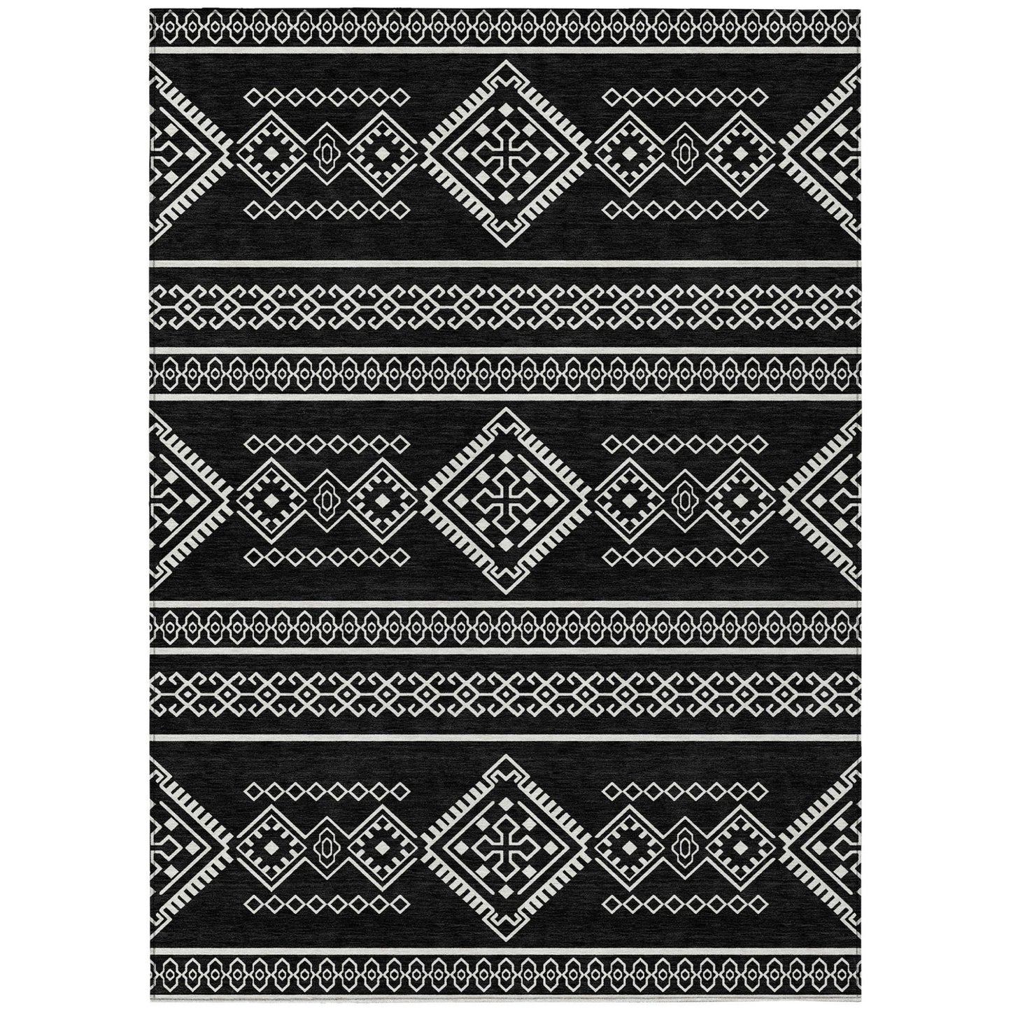 Tabselect Home Line 8' X 10' Black And Ivory Southwestern Washable Indoor Outdoor Area Rug