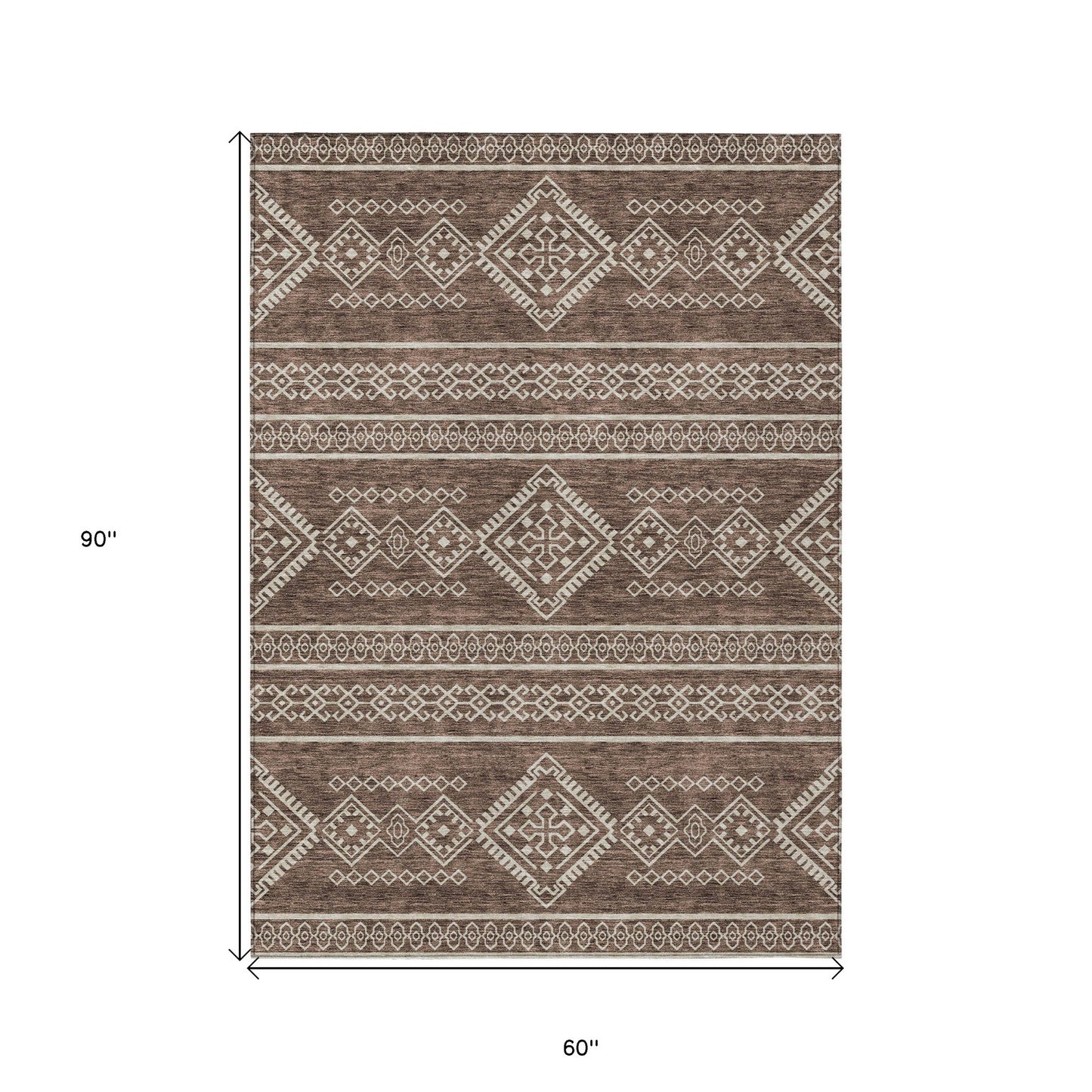 Tabselect Home Line 5' X 8' Brown And Ivory Southwestern Washable Indoor Outdoor Area Rug