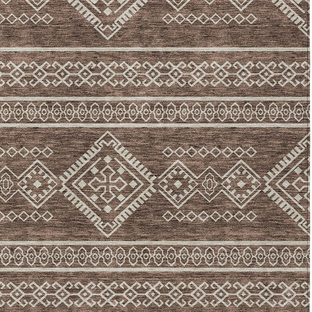 Tabselect Home Line 5' X 8' Brown And Ivory Southwestern Washable Indoor Outdoor Area Rug