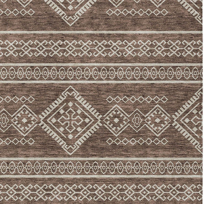 Tabselect Home Line 5' X 8' Brown And Ivory Southwestern Washable Indoor Outdoor Area Rug