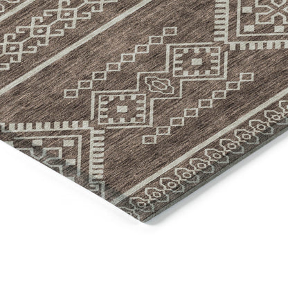 Tabselect Home Line 5' X 8' Brown And Ivory Southwestern Washable Indoor Outdoor Area Rug