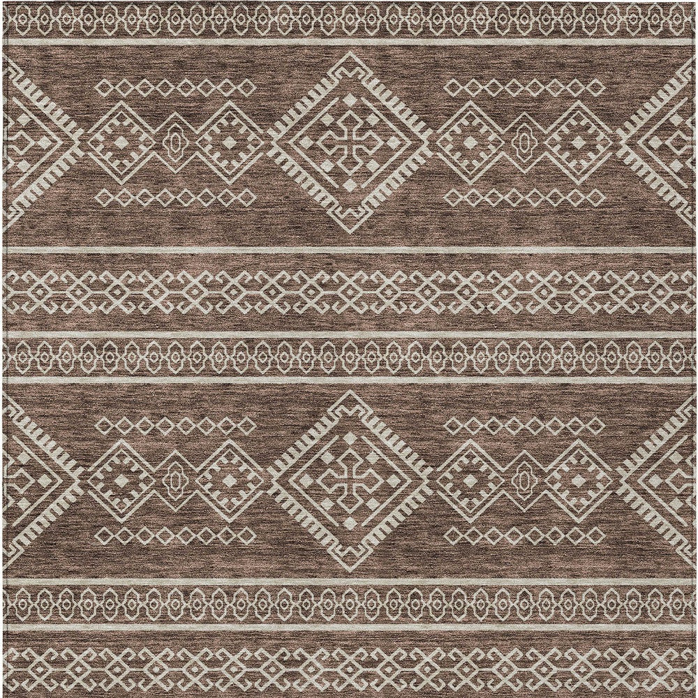 Tabselect Home Line 5' X 8' Brown And Ivory Southwestern Washable Indoor Outdoor Area Rug