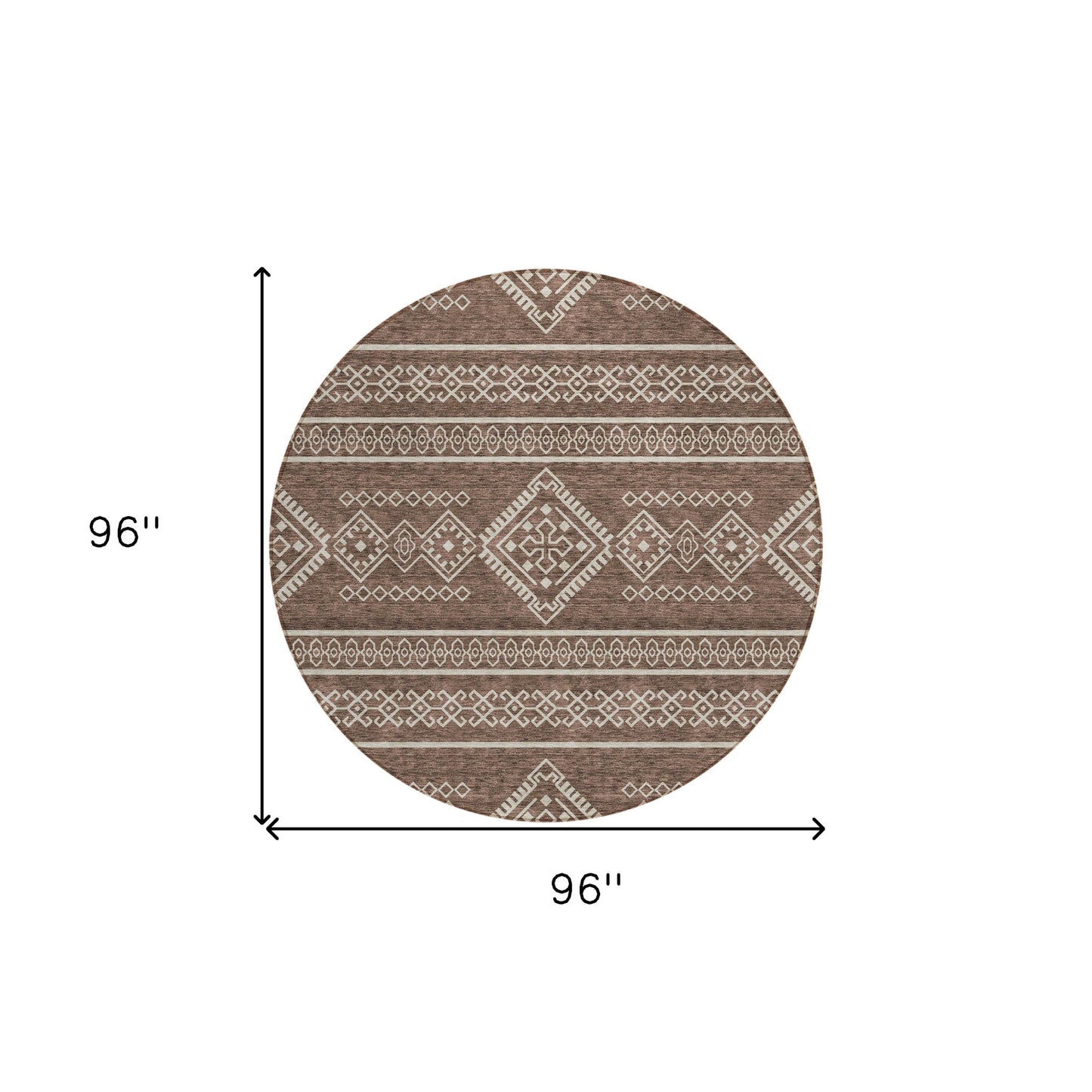 Tabselect Home Line 8' Brown And Ivory Round Southwestern Washable Indoor Outdoor Area Rug