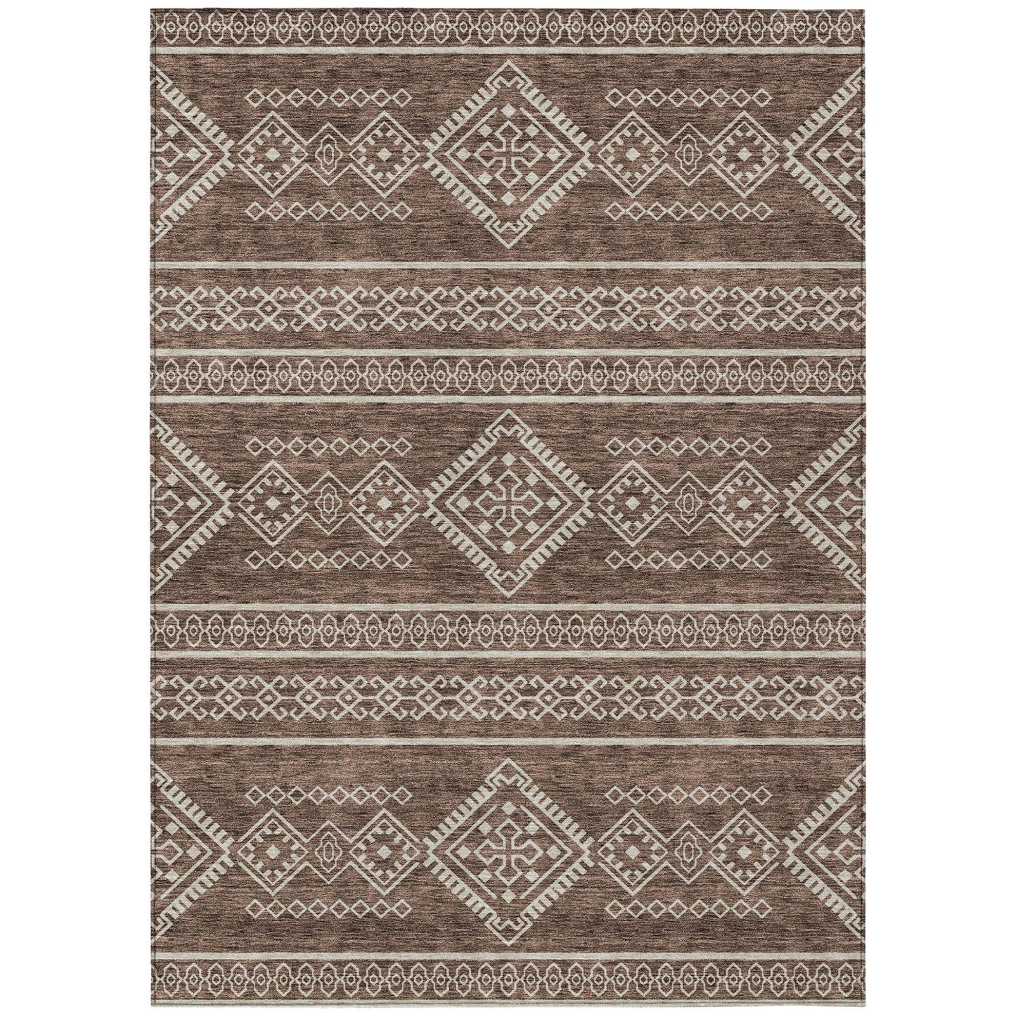 Tabselect Home Line 8' X 10' Brown And Ivory Southwestern Washable Indoor Outdoor Area Rug