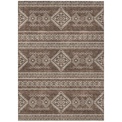 Tabselect Home Line 8' X 10' Brown And Ivory Southwestern Washable Indoor Outdoor Area Rug