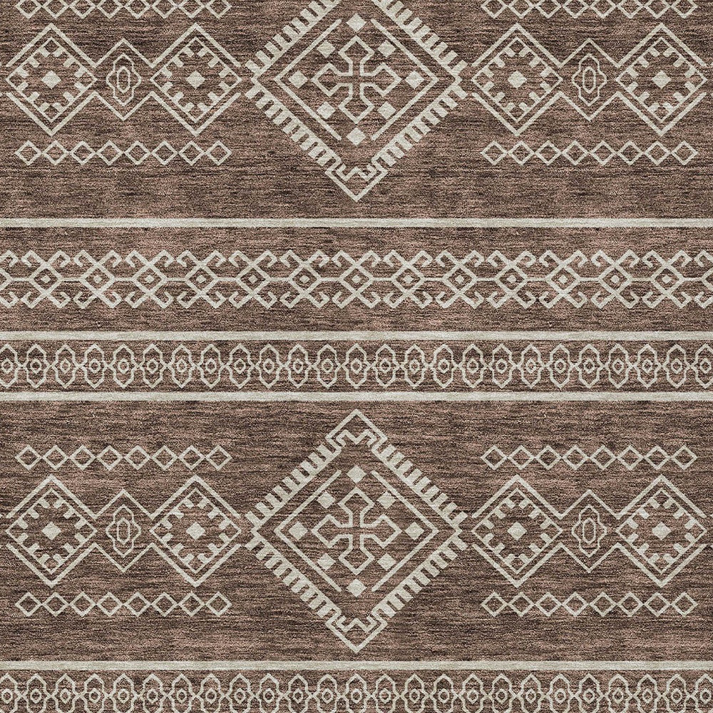 Tabselect Home Line 8' X 10' Brown And Ivory Southwestern Washable Indoor Outdoor Area Rug