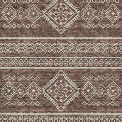 Tabselect Home Line 8' X 10' Brown And Ivory Southwestern Washable Indoor Outdoor Area Rug
