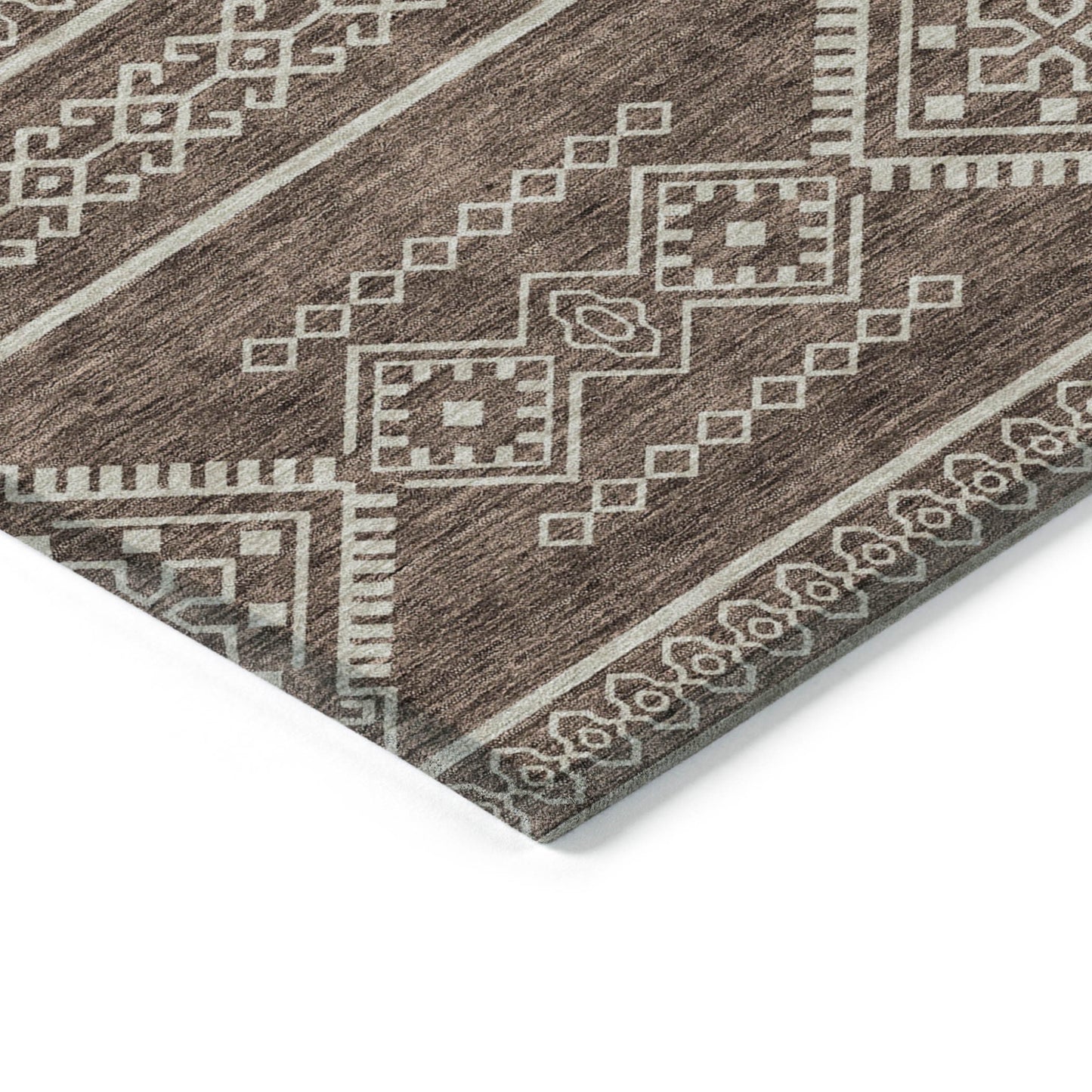 Tabselect Home Line 8' X 10' Brown And Ivory Southwestern Washable Indoor Outdoor Area Rug
