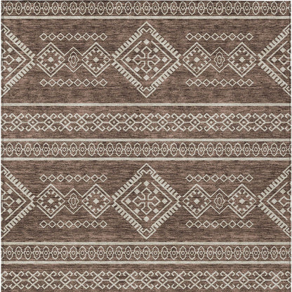 Tabselect Home Line 8' X 10' Brown And Ivory Southwestern Washable Indoor Outdoor Area Rug