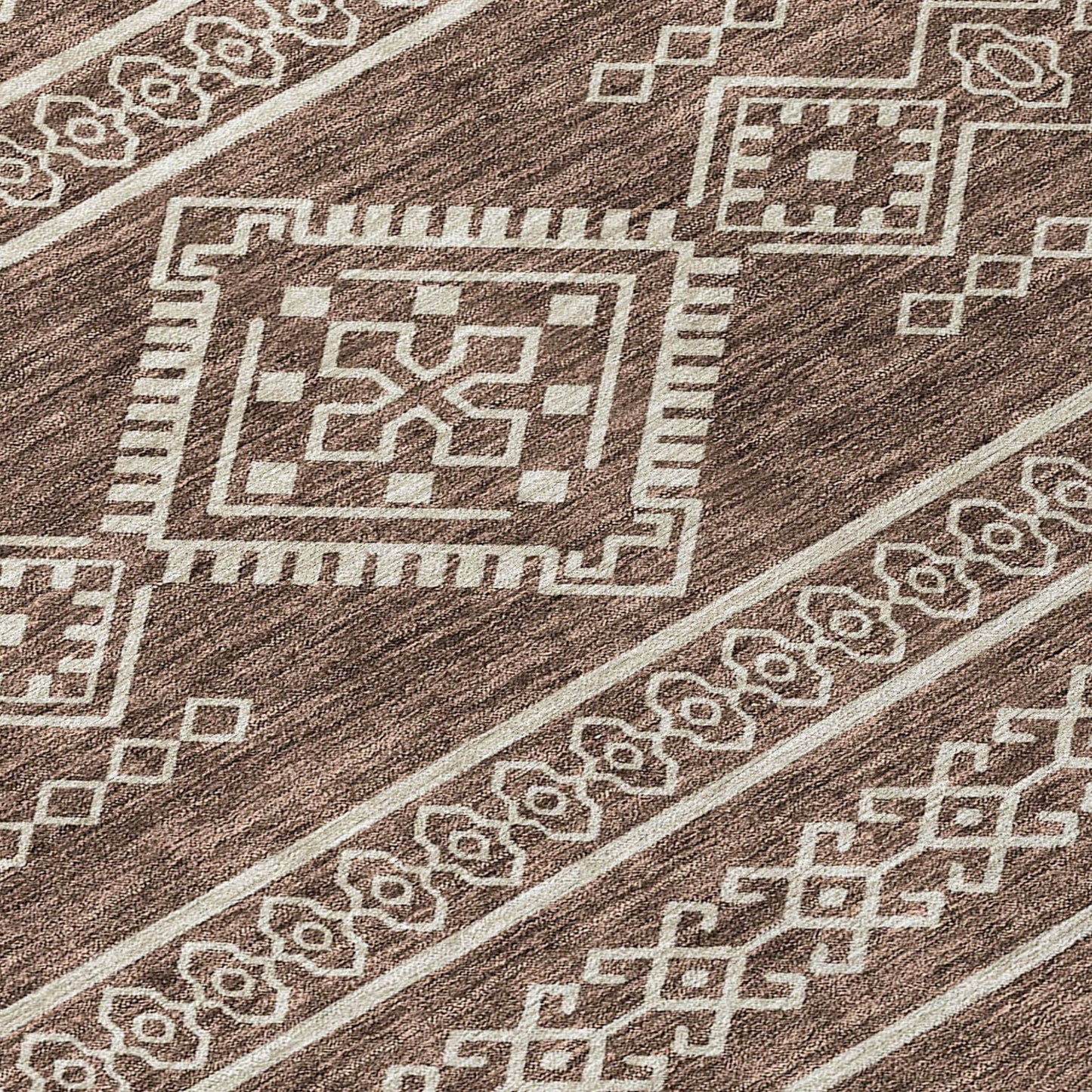 Tabselect Home Line 8' X 10' Brown And Ivory Southwestern Washable Indoor Outdoor Area Rug