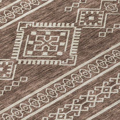 Tabselect Home Line 8' X 10' Brown And Ivory Southwestern Washable Indoor Outdoor Area Rug