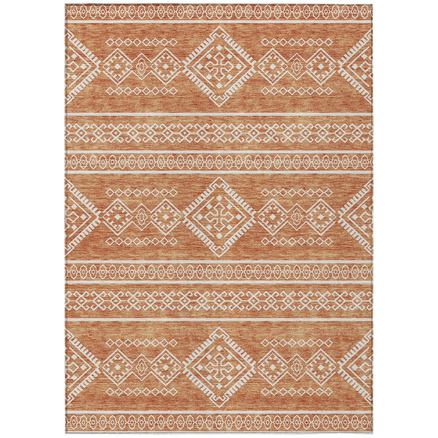 Tabselect Home Line 5' X 8' Copper And Ivory Southwestern Washable Indoor Outdoor Area Rug