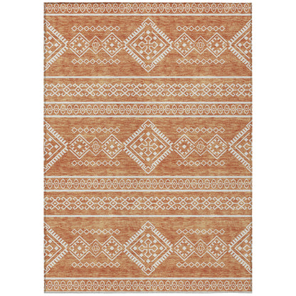 Tabselect Home Line 5' X 8' Copper And Ivory Southwestern Washable Indoor Outdoor Area Rug