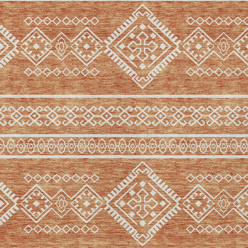 Tabselect Home Line 5' X 8' Copper And Ivory Southwestern Washable Indoor Outdoor Area Rug