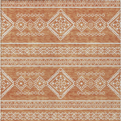 Tabselect Home Line 5' X 8' Copper And Ivory Southwestern Washable Indoor Outdoor Area Rug