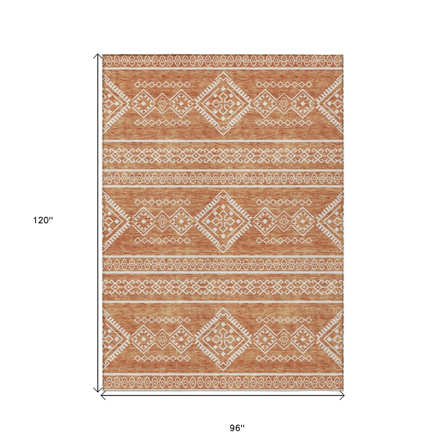 Tabselect Home Line 8' X 10' Copper And Ivory Southwestern Washable Indoor Outdoor Area Rug