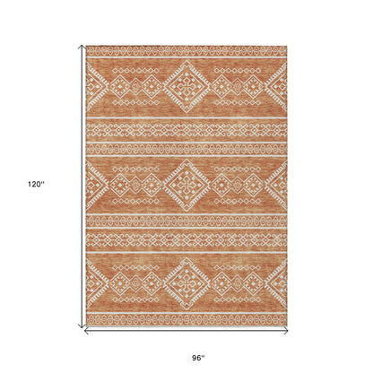 Tabselect Home Line 8' X 10' Copper And Ivory Southwestern Washable Indoor Outdoor Area Rug