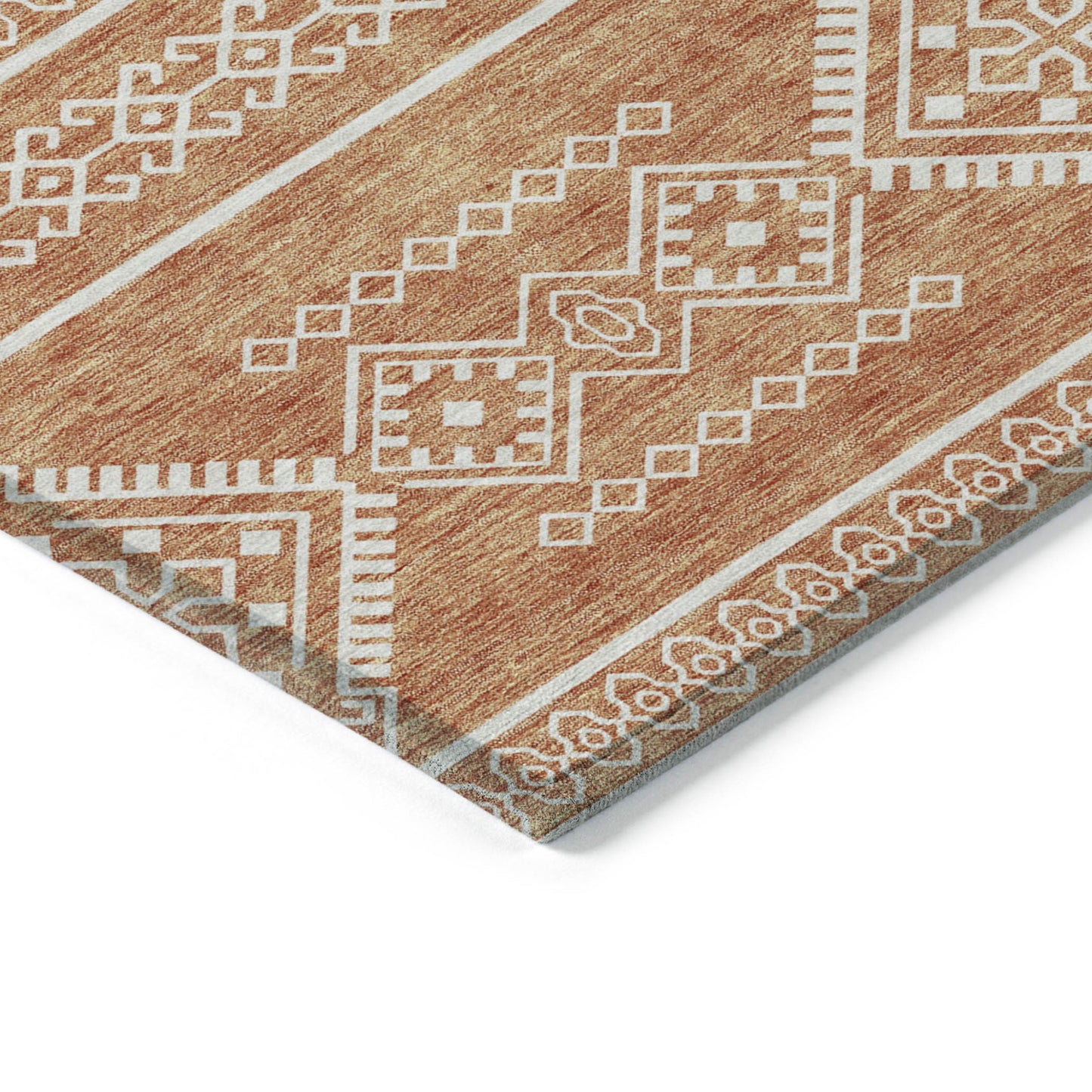 Tabselect Home Line 8' X 10' Copper And Ivory Southwestern Washable Indoor Outdoor Area Rug