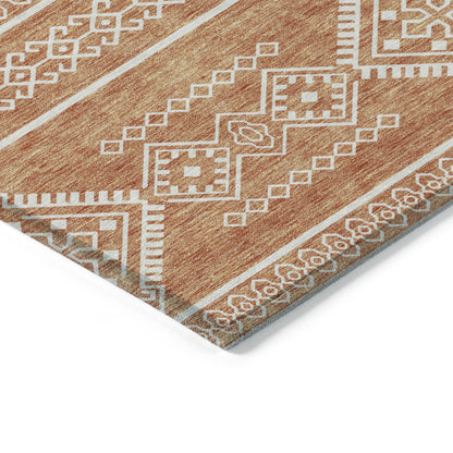 Tabselect Home Line 8' X 10' Copper And Ivory Southwestern Washable Indoor Outdoor Area Rug