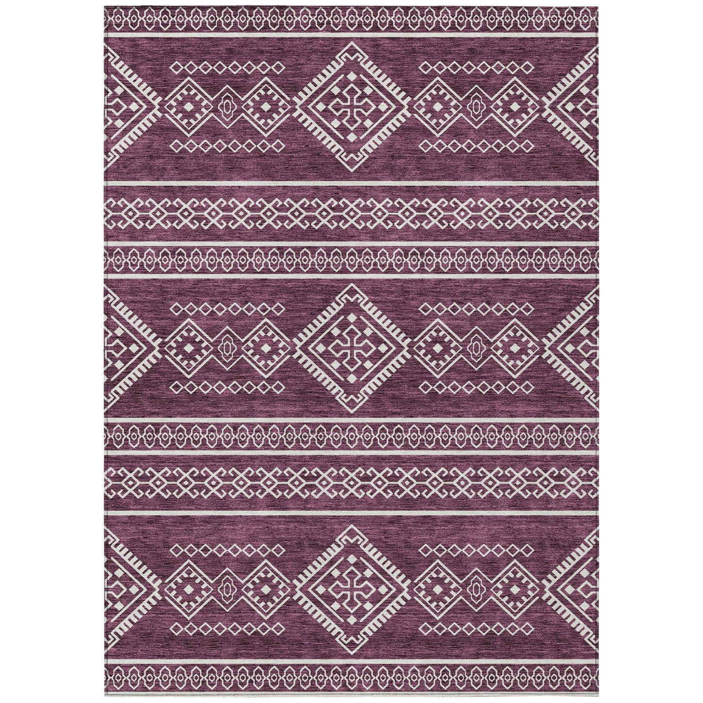 Tabselect Home Line 5' X 8' Eggplant And Ivory Southwestern Washable Indoor Outdoor Area Rug