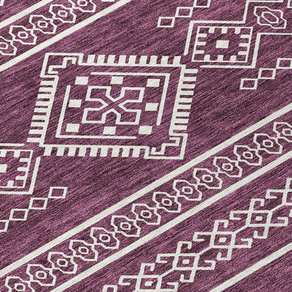 Tabselect Home Line 8' Eggplant And Ivory Round Southwestern Washable Indoor Outdoor Area Rug