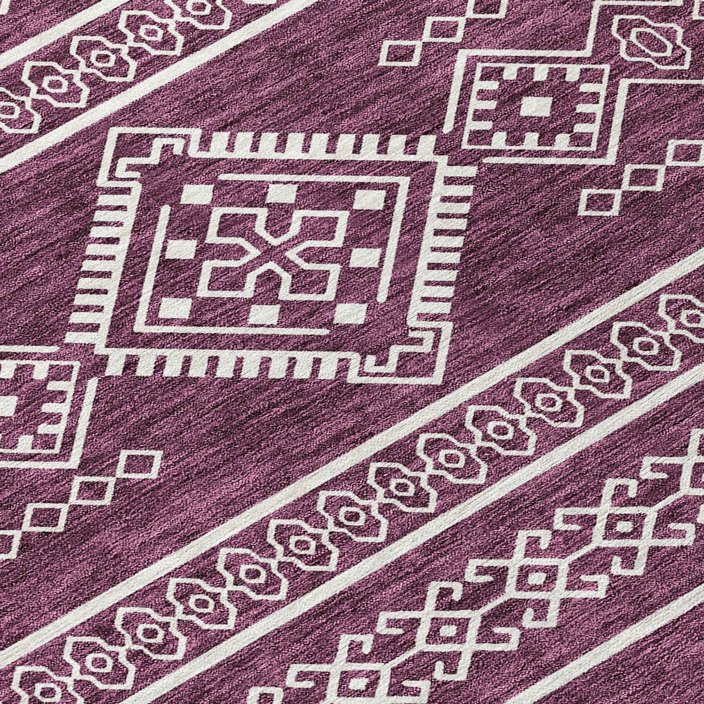 Tabselect Home Line 8' X 10' Eggplant And Ivory Southwestern Washable Indoor Outdoor Area Rug