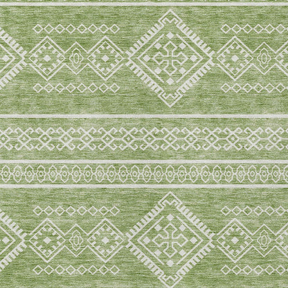 Tabselect Home Line 5' X 8' Green And Ivory Southwestern Washable Indoor Outdoor Area Rug