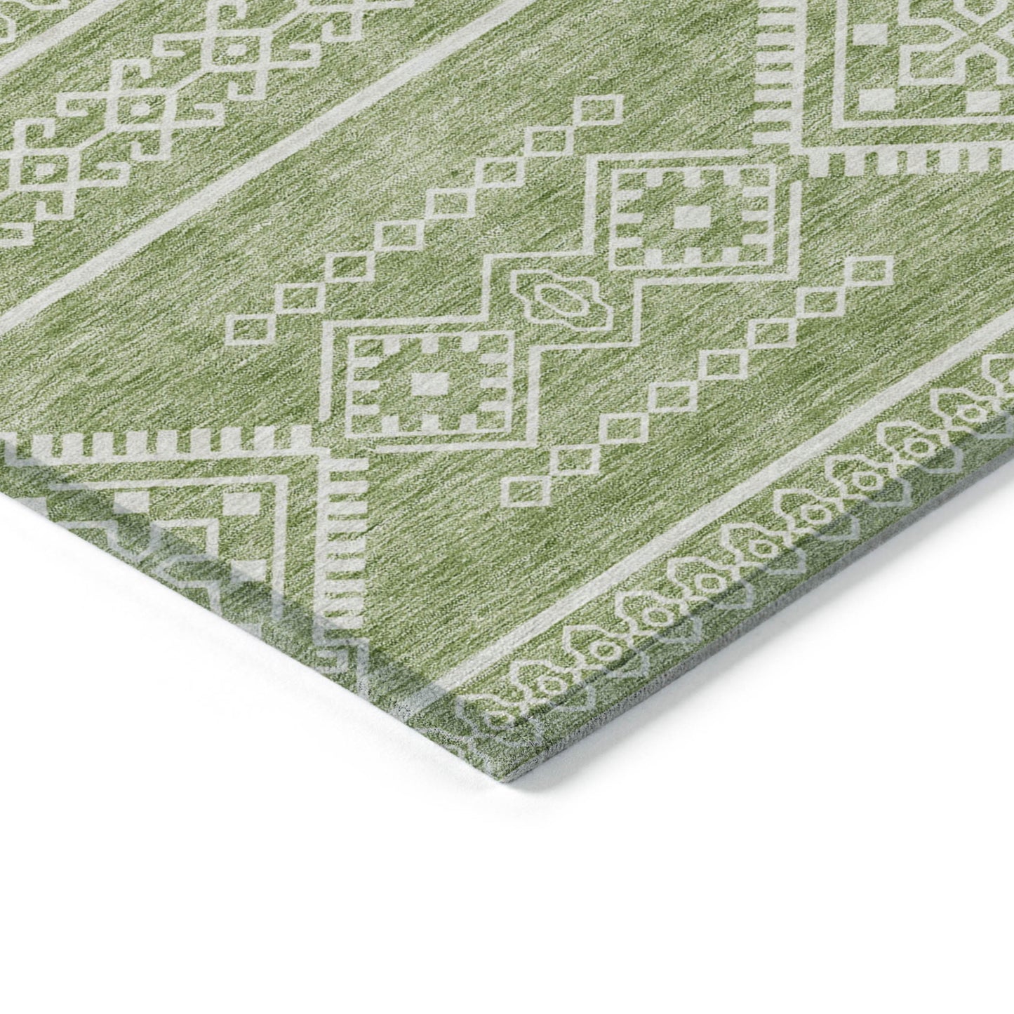 Tabselect Home Line 5' X 8' Green And Ivory Southwestern Washable Indoor Outdoor Area Rug