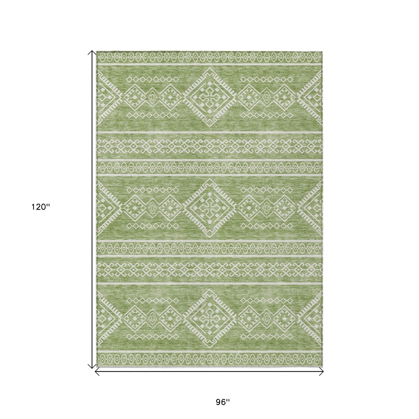 Tabselect Home Line 8' X 10' Green And Ivory Southwestern Washable Indoor Outdoor Area Rug