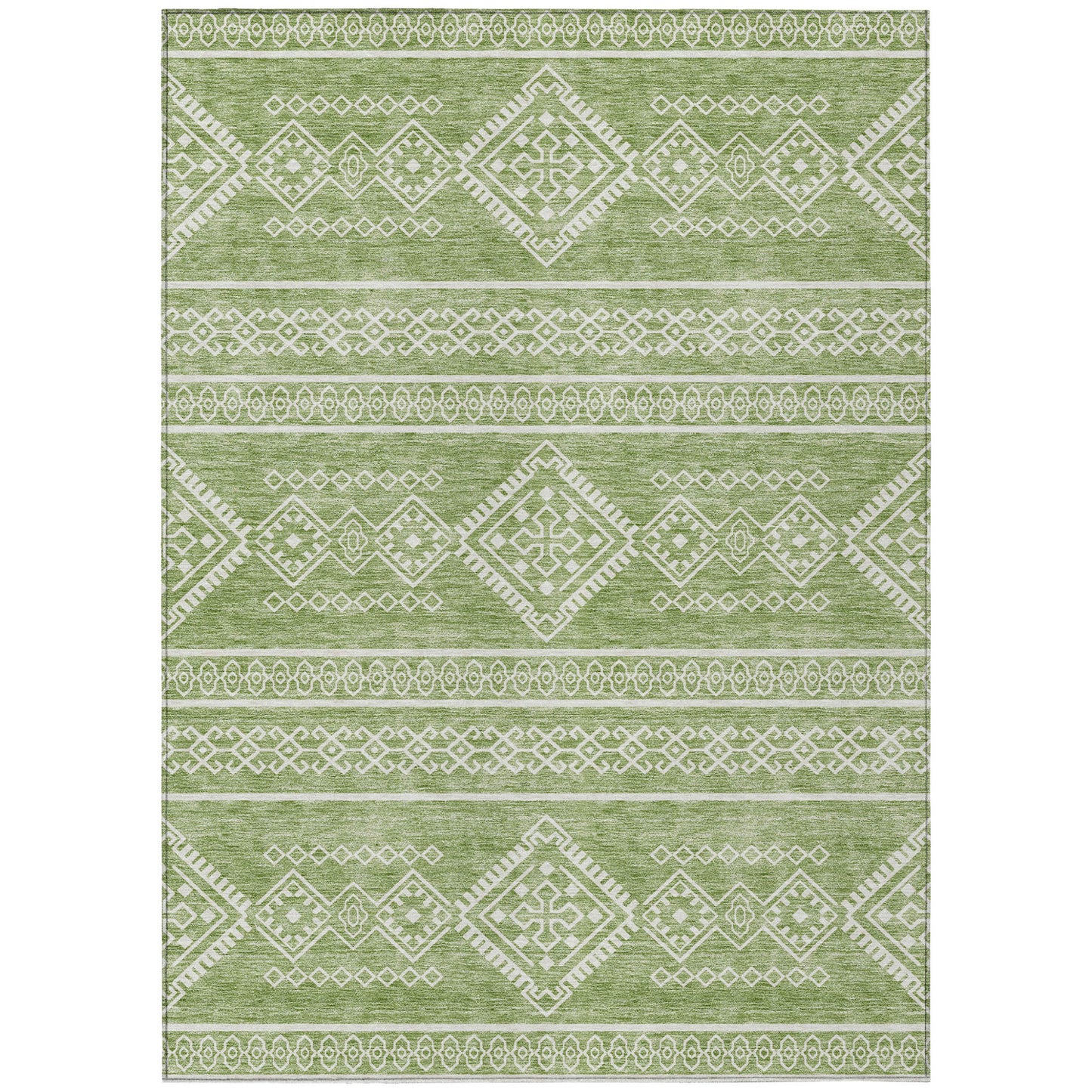 Tabselect Home Line 8' X 10' Green And Ivory Southwestern Washable Indoor Outdoor Area Rug