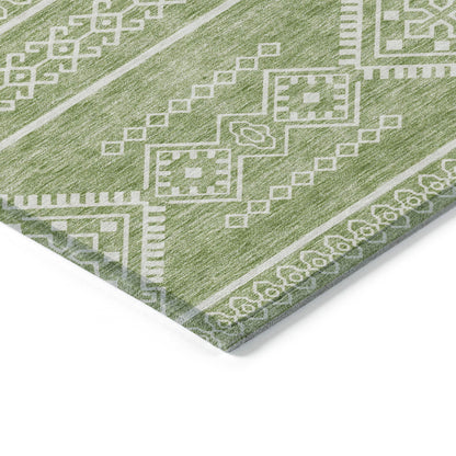 Tabselect Home Line 8' X 10' Green And Ivory Southwestern Washable Indoor Outdoor Area Rug