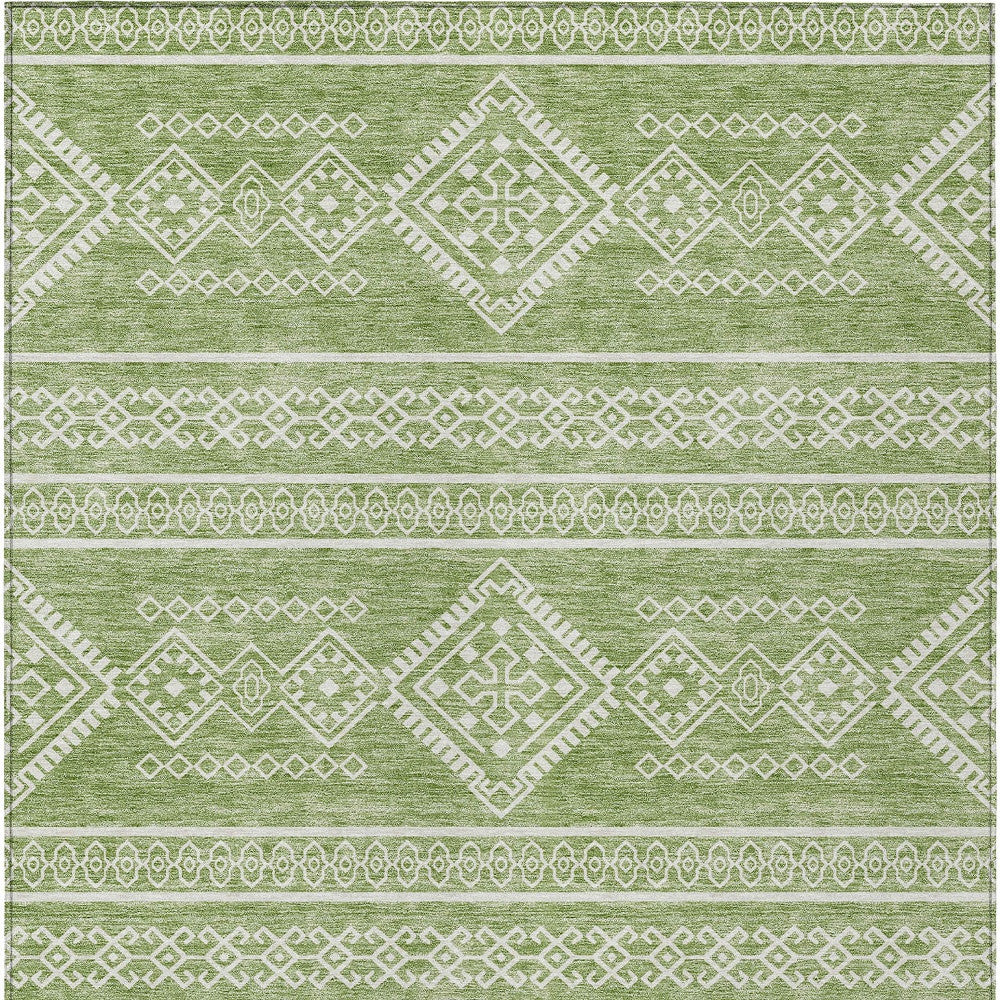 Tabselect Home Line 8' X 10' Green And Ivory Southwestern Washable Indoor Outdoor Area Rug