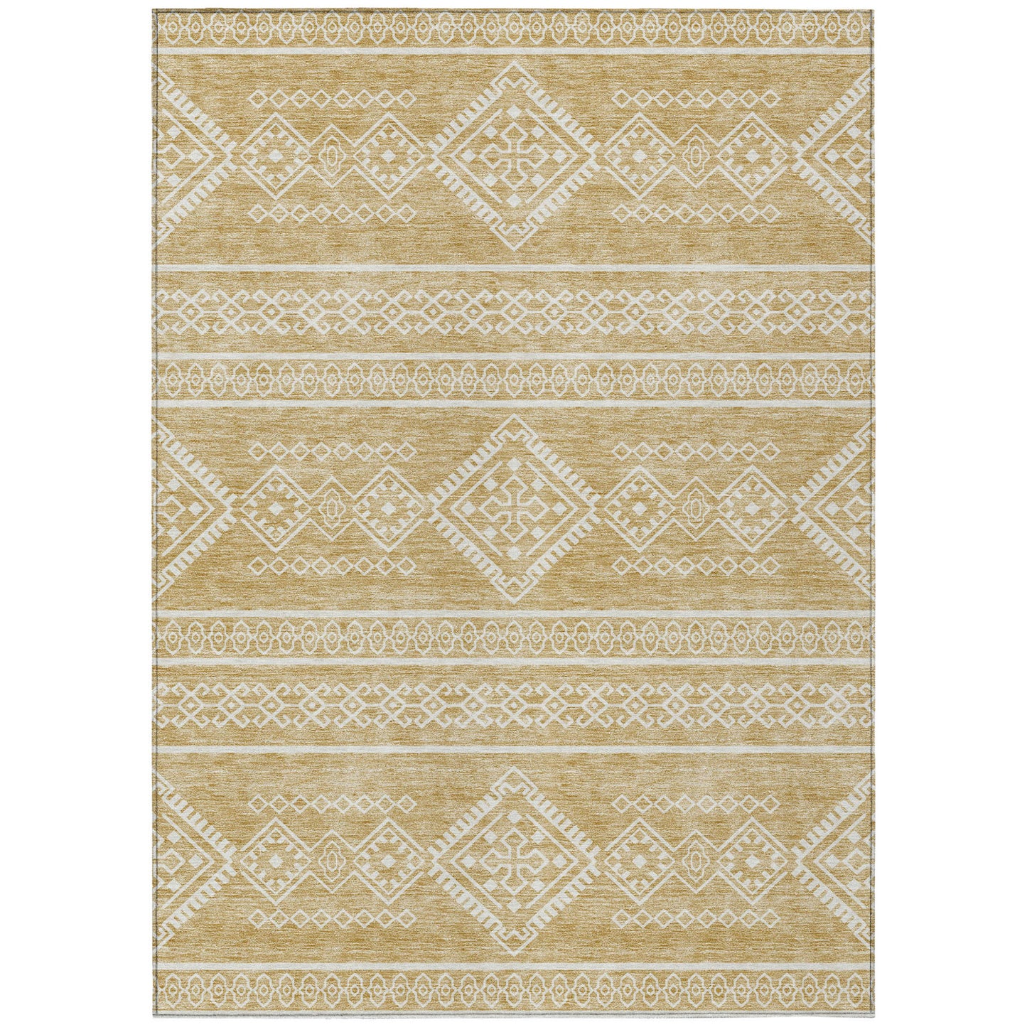 Tabselect Home Line 5' X 8' Gold And Ivory Southwestern Washable Indoor Outdoor Area Rug