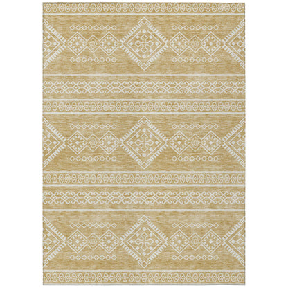 Tabselect Home Line 5' X 8' Gold And Ivory Southwestern Washable Indoor Outdoor Area Rug