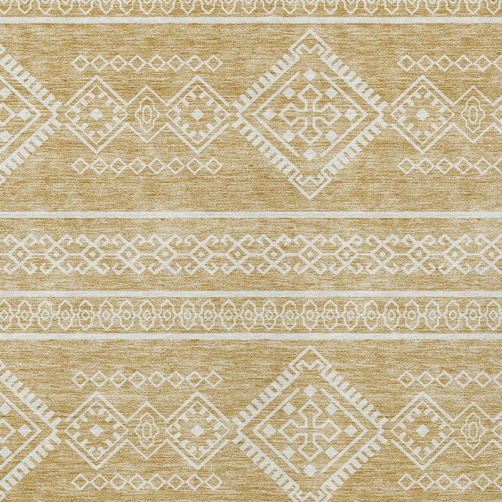 Tabselect Home Line 5' X 8' Gold And Ivory Southwestern Washable Indoor Outdoor Area Rug