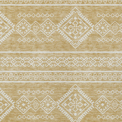 Tabselect Home Line 5' X 8' Gold And Ivory Southwestern Washable Indoor Outdoor Area Rug